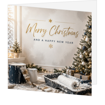 Luxe kerstkaart met kerstboom en gouden feestwens