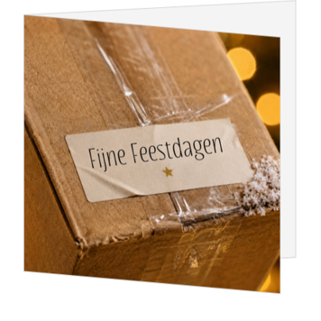 Zakelijke kerstkaart met pakket voor transport en logistiek