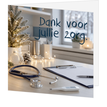 Kerstkaart voor de zorg met warme waardering
