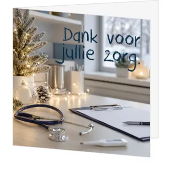 Kerstkaart voor de zorg met warme waardering