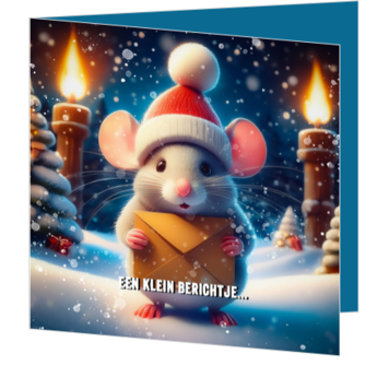 Lieve kerstkaart met muisje en brief
