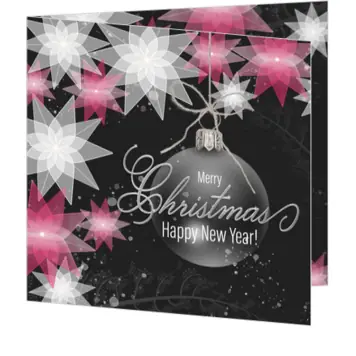 Stijlvolle kerstkaart met kerststerren en kerstbal