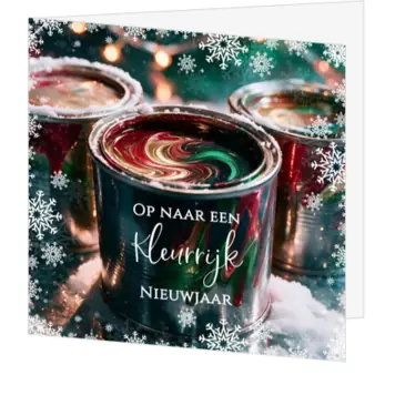 Kerstkaart verfblikken met rood, groen en goud gemengde verf