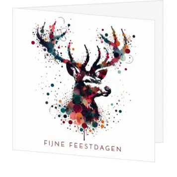 Kerstkaart rendier met verfspatten