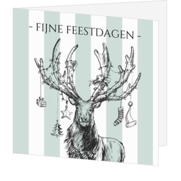 Kerstkaart strepen patroon met rendier