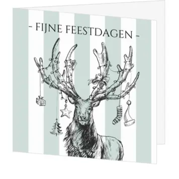 Kerstkaart strepen patroon met rendier