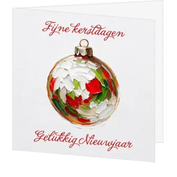Kerstkaart met geverfde kerstbal