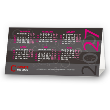 Kerstkaart kalender in grijstinten met moderne stansvorm