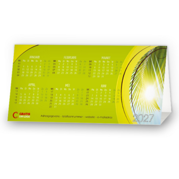 Kerstkaart met kalender 2027 en moderne stansvorm
