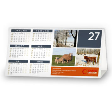 Kerstkaart stanskaart met kalender en winterse natuurbeelden