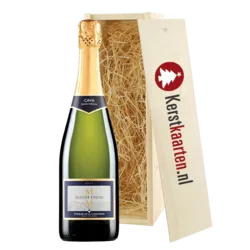 Kerstgeschenk in enkel wijnkistje met eigen bedrukking