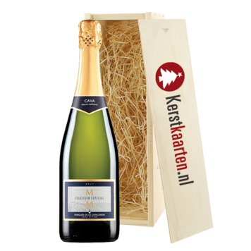 Kerstgeschenk in enkel wijnkistje met eigen bedrukking