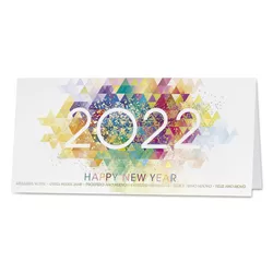 Kleurrijke nieuwjaarskaart 2022 met goudfolie 