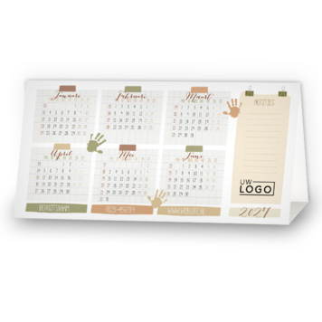 Kerstkaart met kalender 2027 en notitieblok