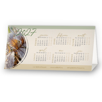 Kerstkaart stanskaart met kalender 2027 en seizoensfoto