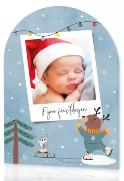 Kerstkaart stanskaart met foto en winterdieren