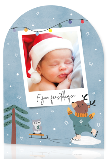 Kerstkaart stanskaart met foto en winterdieren