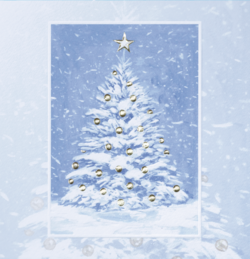 Kerstkaart - Aquarel kerstboom met gouden ballen