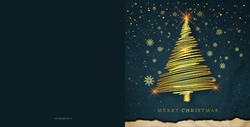 Gouden kerstboom op luxe donker blauwe achtergrond