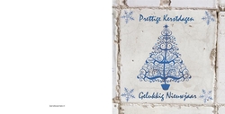 Delftsblauw kaart met kerstboom en kerstwens