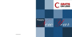 Blauwe kaart Happy New Year met logo